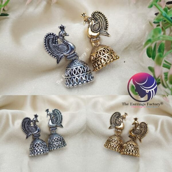 Trending Silver | Golden Peacock Jhumka