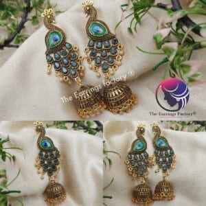 Traditional Golden Peacock Long Jhumka