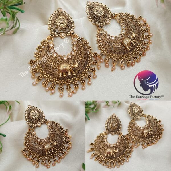 Traditional Golden Big Stud Earrings