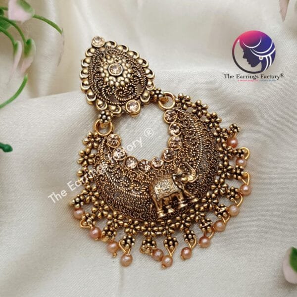 Traditional Golden Big Stud Earrings - Image 3