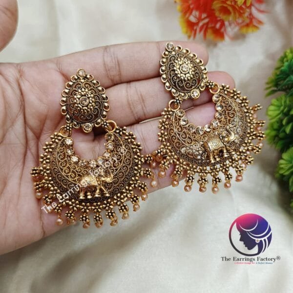 Traditional Golden Big Stud Earrings - Image 2