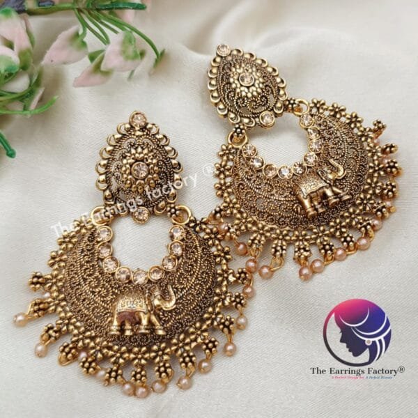 Traditional Golden Big Stud Earrings - Image 4
