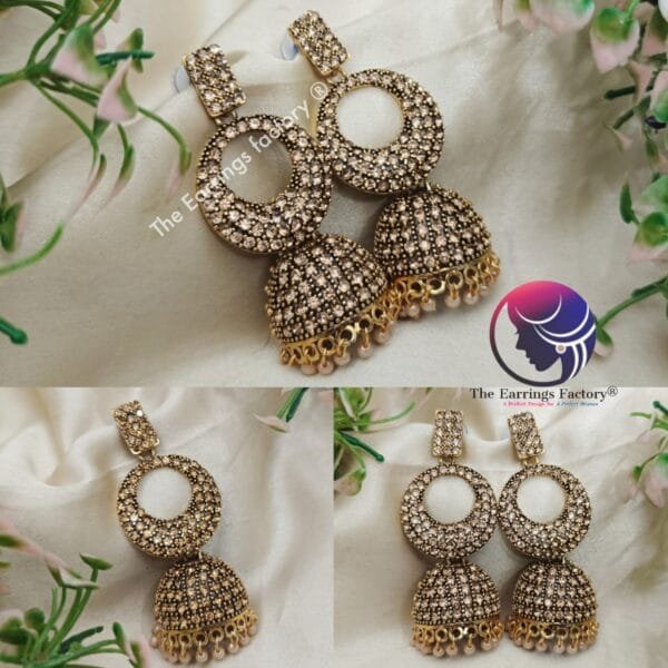 Traditional Golden Stone Long Jhumka