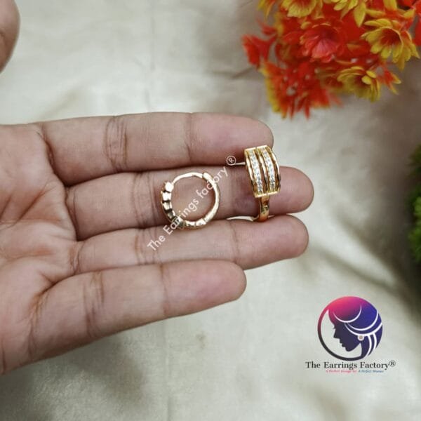 Daily Wear Ring Type Stone Stud Earrings - Image 3