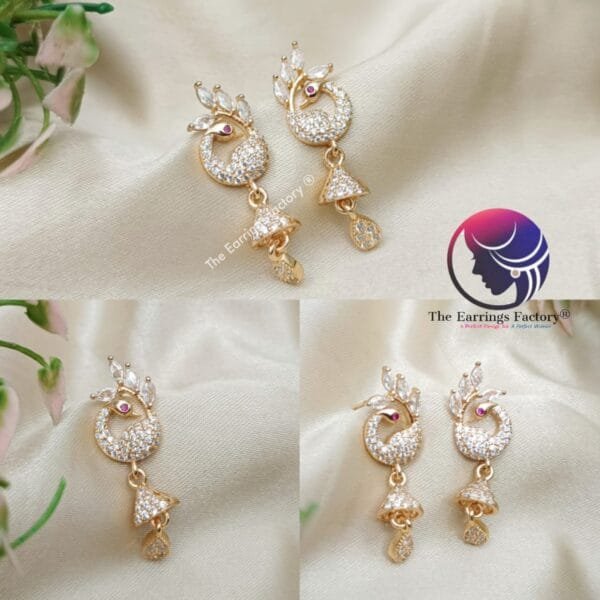 Daily Wear Golden Peacock Stone Jhumka