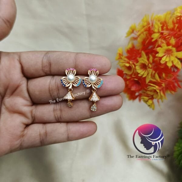Daily Wear Golden Stone Jhumka - Image 2