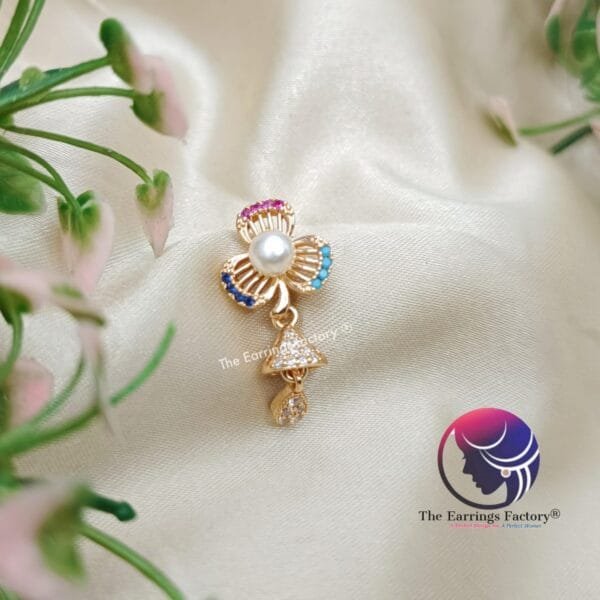 Daily Wear Golden Stone Jhumka - Image 3