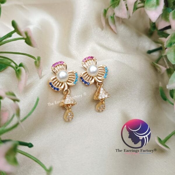 Daily Wear Golden Stone Jhumka - Image 4