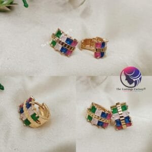 Daily Wear Ring Type Multi Stone Stud Earrings