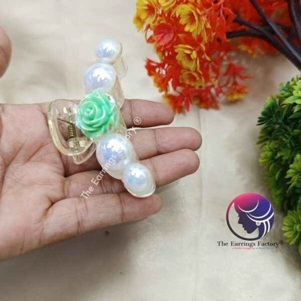 Trendy White Pearl Hair Clutcher - Image 2