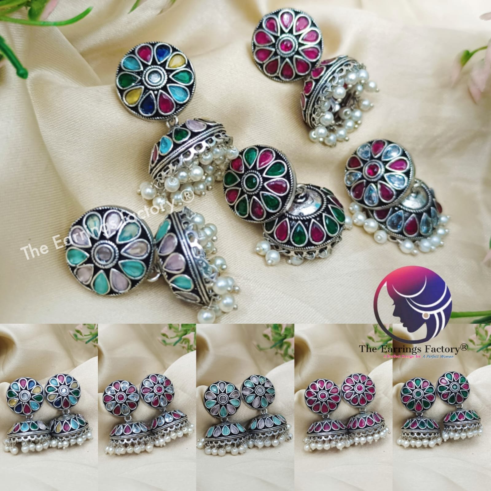Trending Oxidized Stone Jhumka