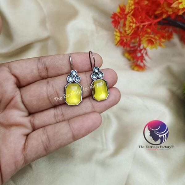 Trending Silver Stone Hook Earrings - Image 3