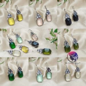 Trending Silver Stone Hook Earrings