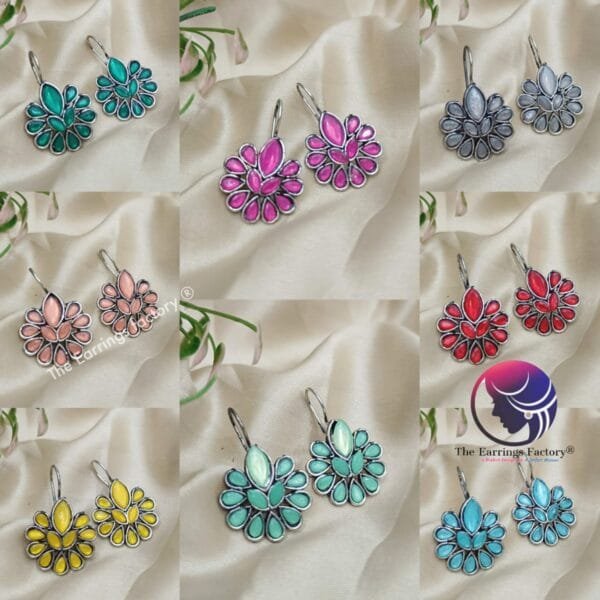 Trending Silver Stone Hook Earrings - Image 2