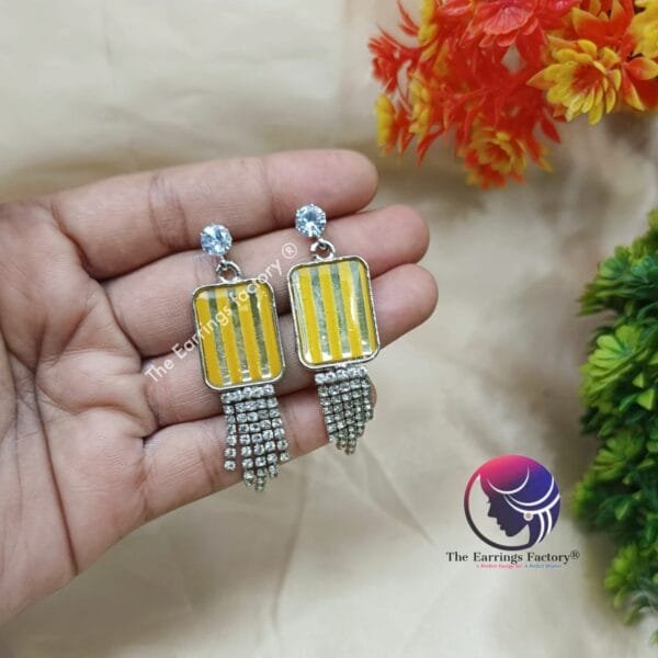 Western Silver Stone Drop Fancy earrings - Image 3