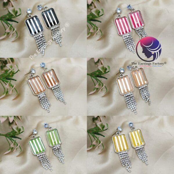 Western Silver Stone Drop Fancy earrings - Image 2