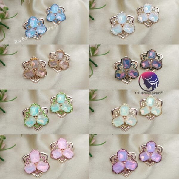 Fancy Rose Gold Crystal Stone Studs - Image 2