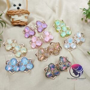 Fancy Rose Gold Crystal Stone Studs