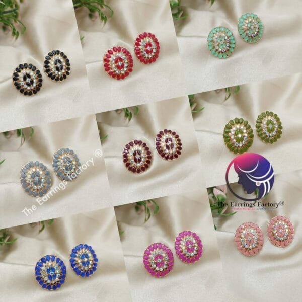 Fancy Golden Blinking Stone Studs - Image 2