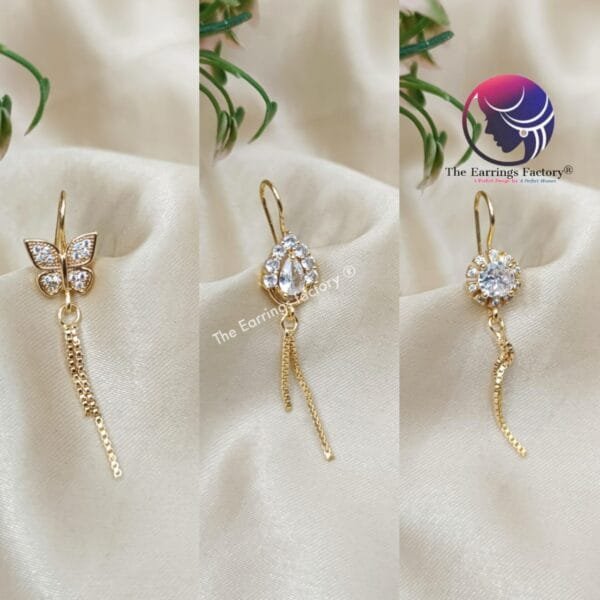 Daily Wear Golden Stone Drop Hook Earrings