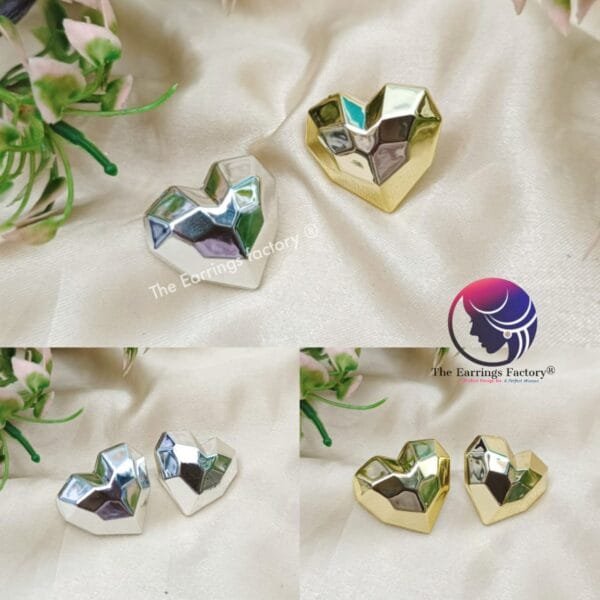 Western Weightless Heart Shape Silver | Golden Metal Studs