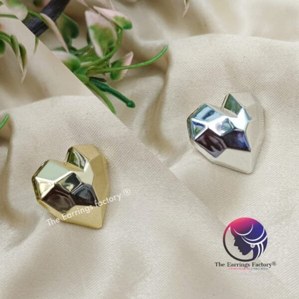 Western Weightless Heart Shape Silver | Golden Metal Studs - Image 3