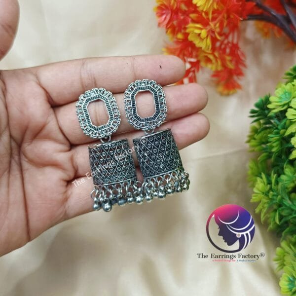 Trending Weightless Silver Jhumka - Image 2