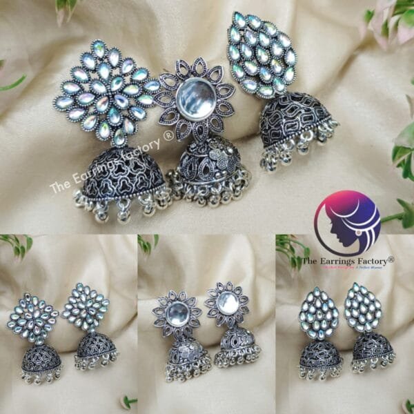 Trending Weightless Silver Stone Jhumka