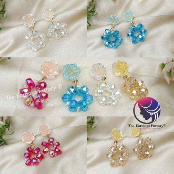 Western Floral Crystal Beads Fancy Earrings