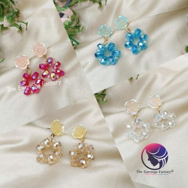 Western Floral Crystal Beads Fancy Earrings - Image 2
