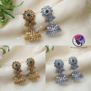Traditional Golden | Silver Stone Jhumka