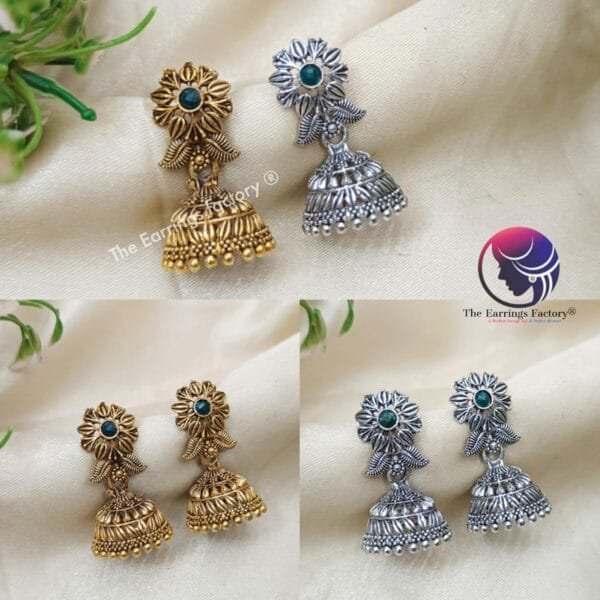 Traditional Golden | Silver Stone Jhumka