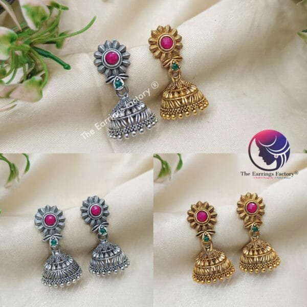 Traditional Golden | Silver Stone Jhumka
