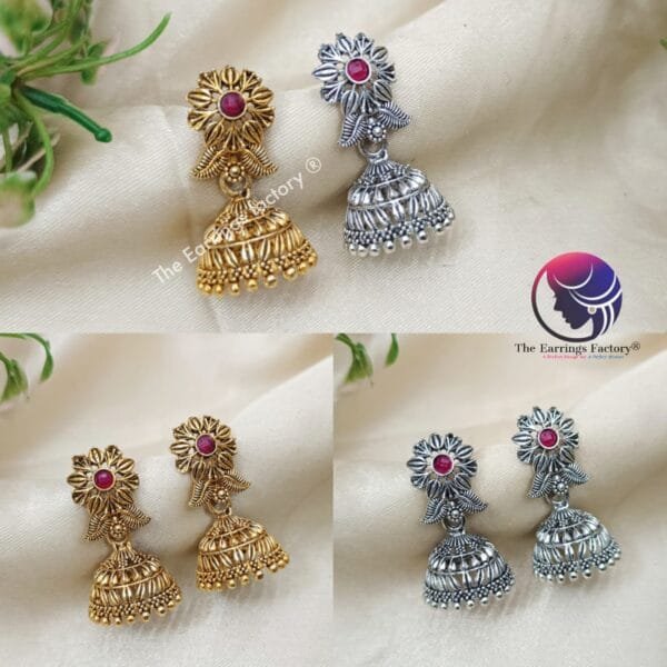 Traditional Golden | Silver Stone Jhumka