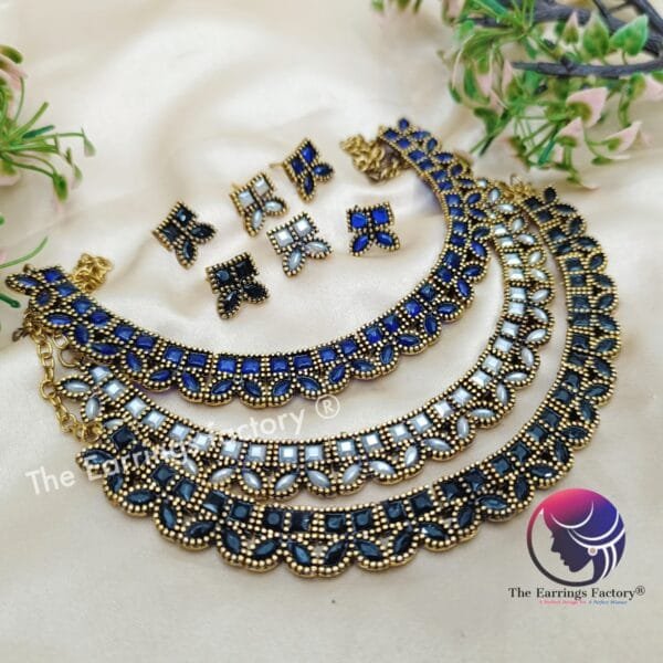 Trending Golden Stone Neckset With Earrings