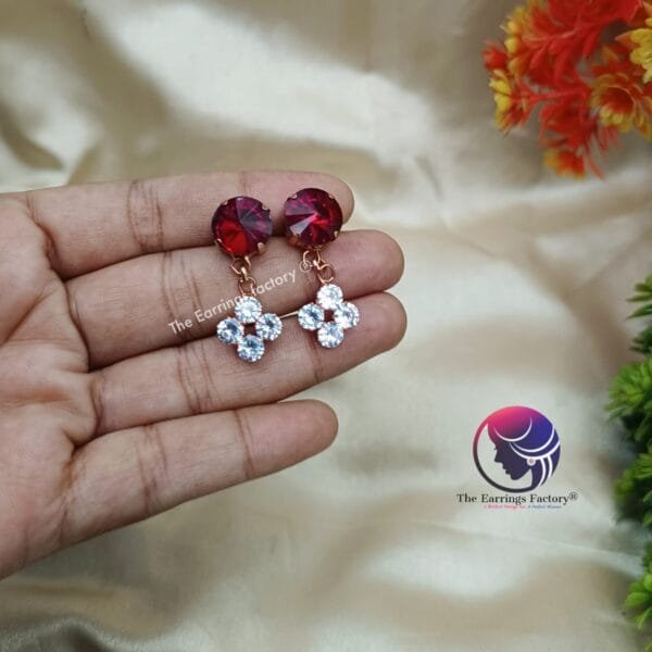 Western Rose Gold Crystal Stone Drop Earrings - Image 3