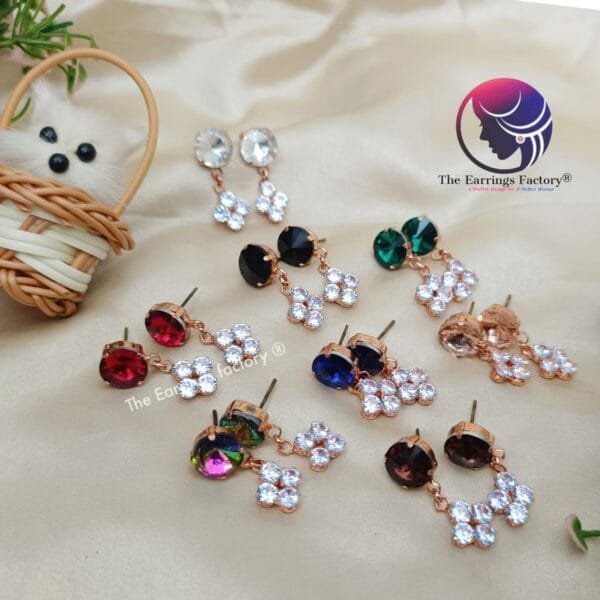Western Rose Gold Crystal Stone Drop Earrings