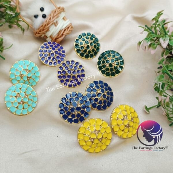 Fancy Golden Meenakari Studs