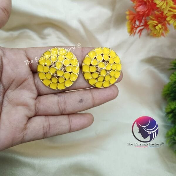 Fancy Golden Meenakari Studs - Image 2