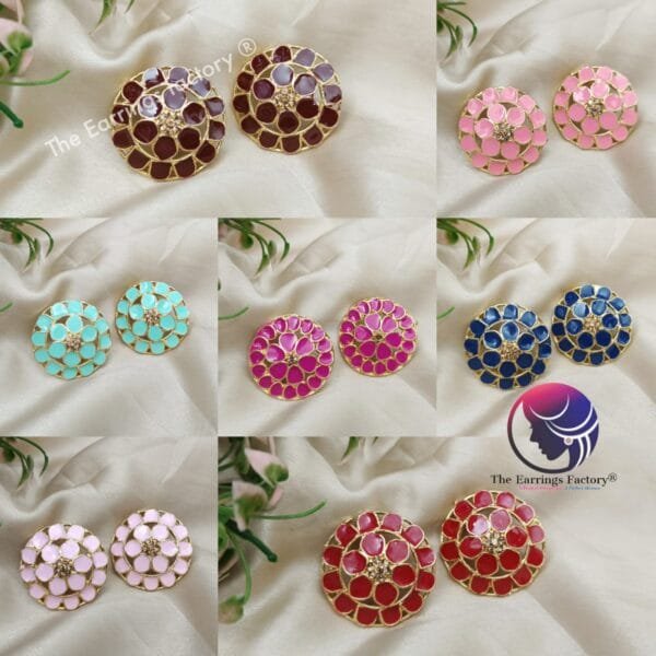 Fancy Golden Meenakari Studs - Image 2