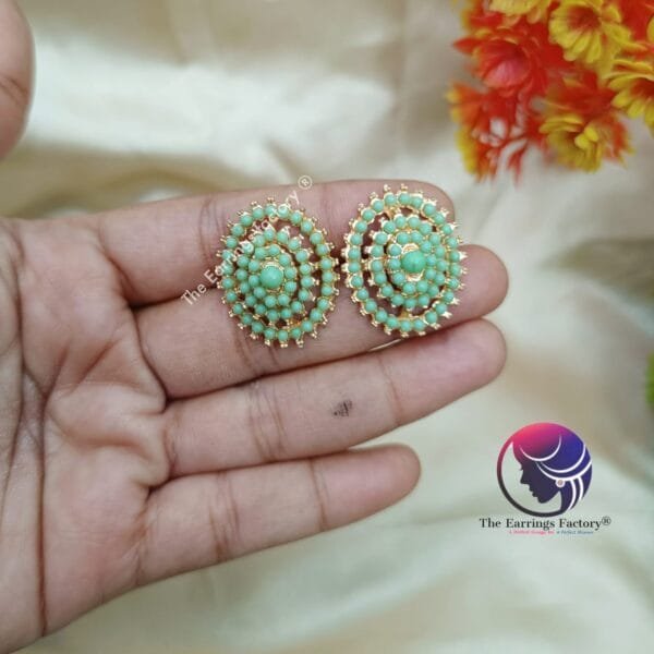 Fancy Golden Colour Pearl Beads Studs - Image 3