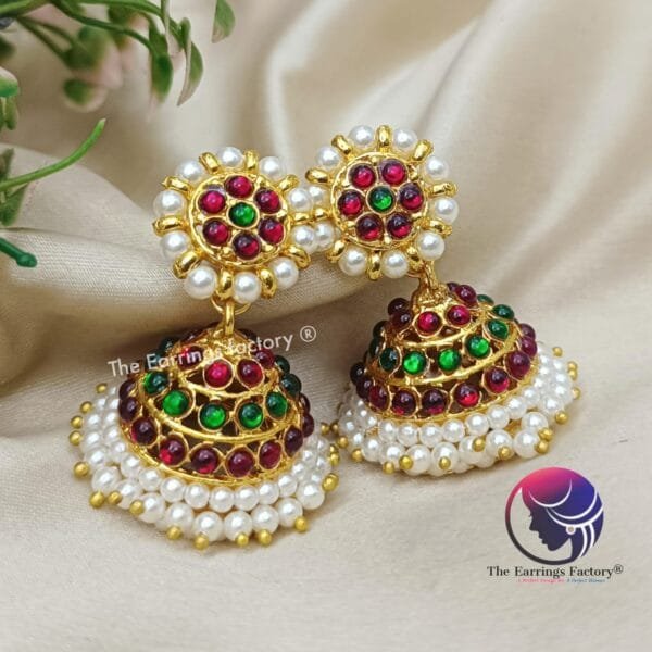 Traditional Kemp 2 in one Jhumka and Stud - Image 3