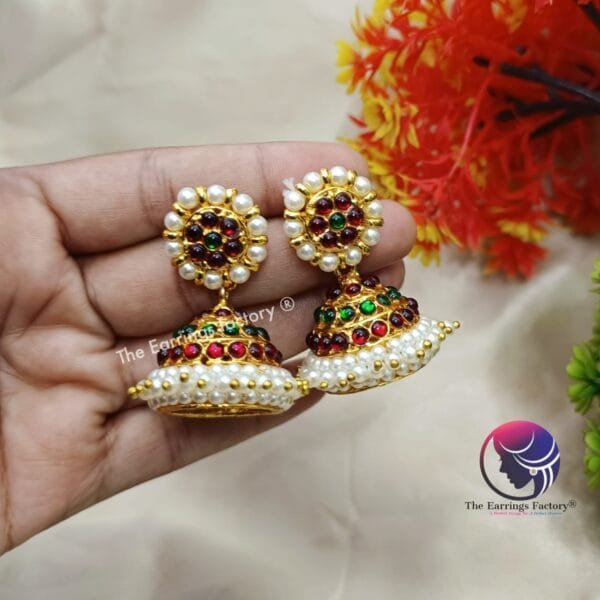 Traditional Kemp 2 in one Jhumka and Stud - Image 4