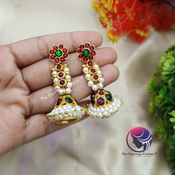 Traditional Kemp 2 in one Jhumka and Stud - Image 4