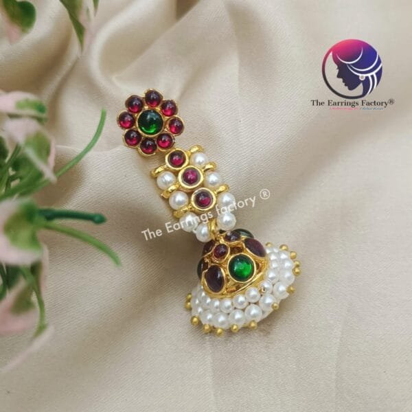 Traditional Kemp 2 in one Jhumka and Stud - Image 3