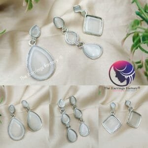 Western Silver Stone Earrings