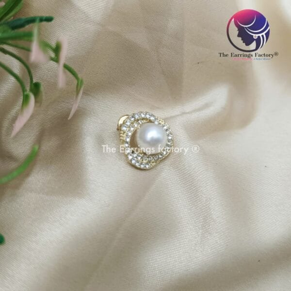 Korean Stylish Golden Stone Pearl Studs - Image 2