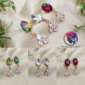 Western Rose Gold Crystal Stone Drop Earrings