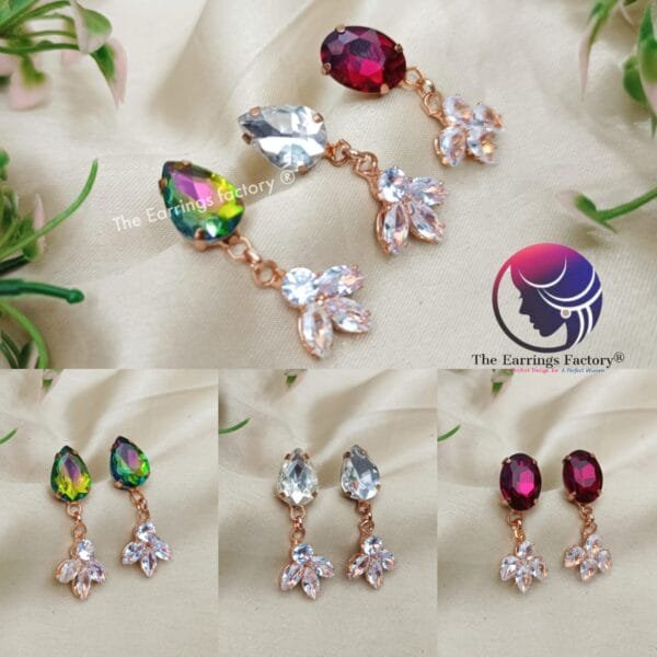 Western Rose Gold Crystal Stone Drop Earrings
