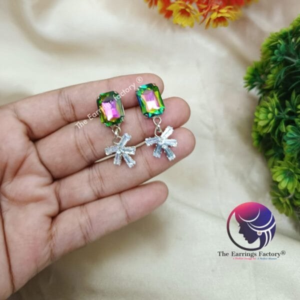 Western Rose Gold Crystal Stone Drop Earrings - Image 2